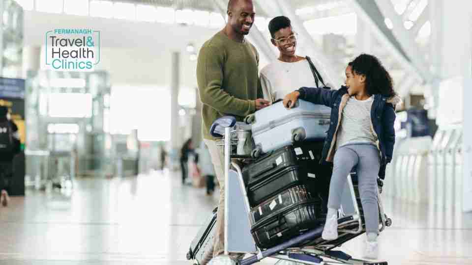 Family at the airport ready to go on a vacation